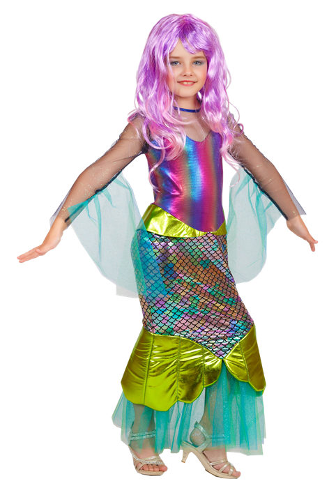 Карнавальный костюм детский "Русалочка Морская" (с париком) - фото 591462