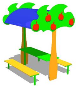 Стол со скамьями "Яблонька" УлОбор-275