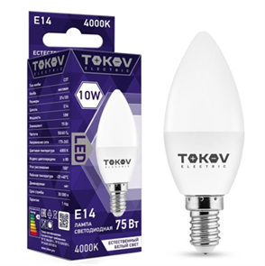 Лампа светодиодная 10Вт С37 4000К Е14 176-264В TOKOV ELECTRIC TKE-C37-E14-10-4K Эл-1660400