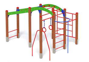 Рукоход "Дуга" с турниками, шведской стенкой и кольцами тип 1 УлОбр-402