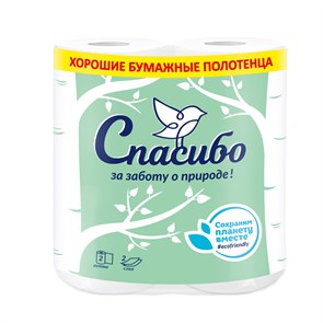 Полотенце бумажное Plushe"Спасибо за заботу"2шт 2сл по 10 метров 16732 ТБ835