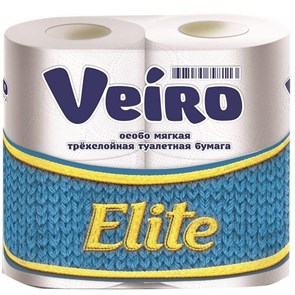 Туалетная бумага Veiro Elite 3-х сл 4 шт Белая . ТБ752