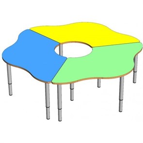 Стол «Ромашка» (3 части) на рег. ножках (d=140х40-46-52-58) ЛМстМ-86-3